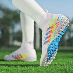 Men's High Top TF Soccer Cleats Anti-Skid Outdoor Football Boots