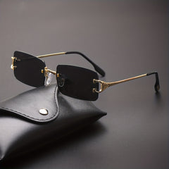 Rectangle Rimless Sunglasses Women Ladies Frameless Square Sun Glasses