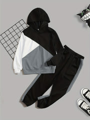 Boys 2pcs Hoodie Top & Sports Trousers Set for Spring/Autumn