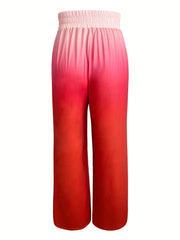 Gradient Wide Leg Pants Elastic Waist Women's Clothing