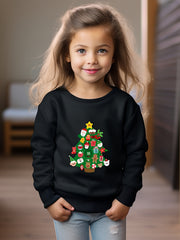 Christmas Tree Graphic Crew Neck Long Sleeve Sweatshirt Kids Clothes
