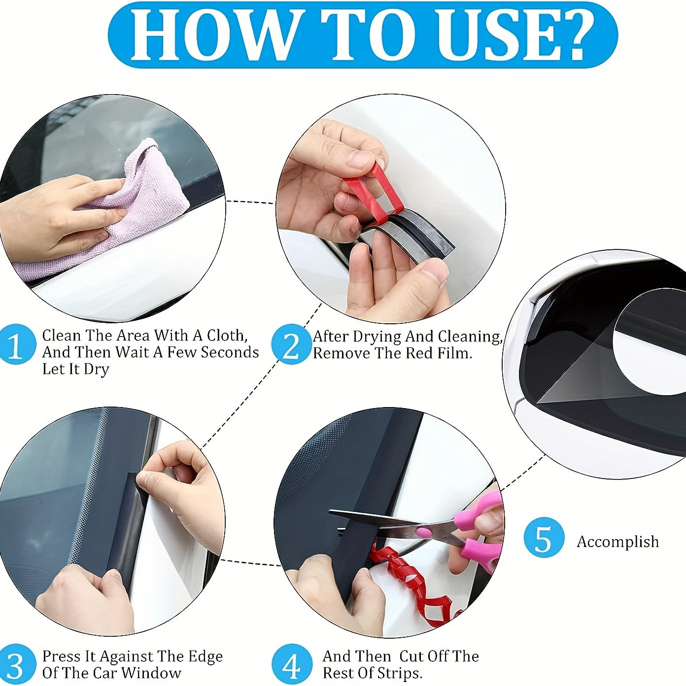 2pcs Car Windshield Strips T-Shaped Sealing Rain Strips