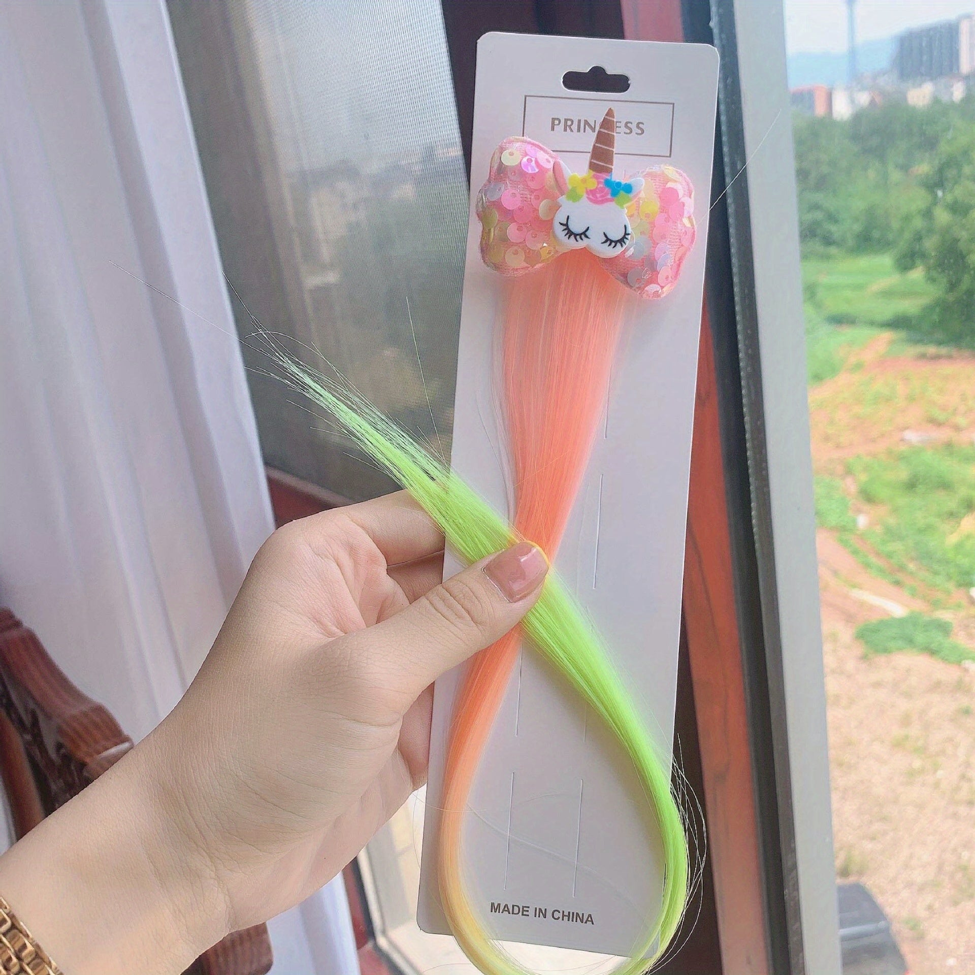 6pcs Unicorn Hair Clips Sequin Bow Hair Extensions