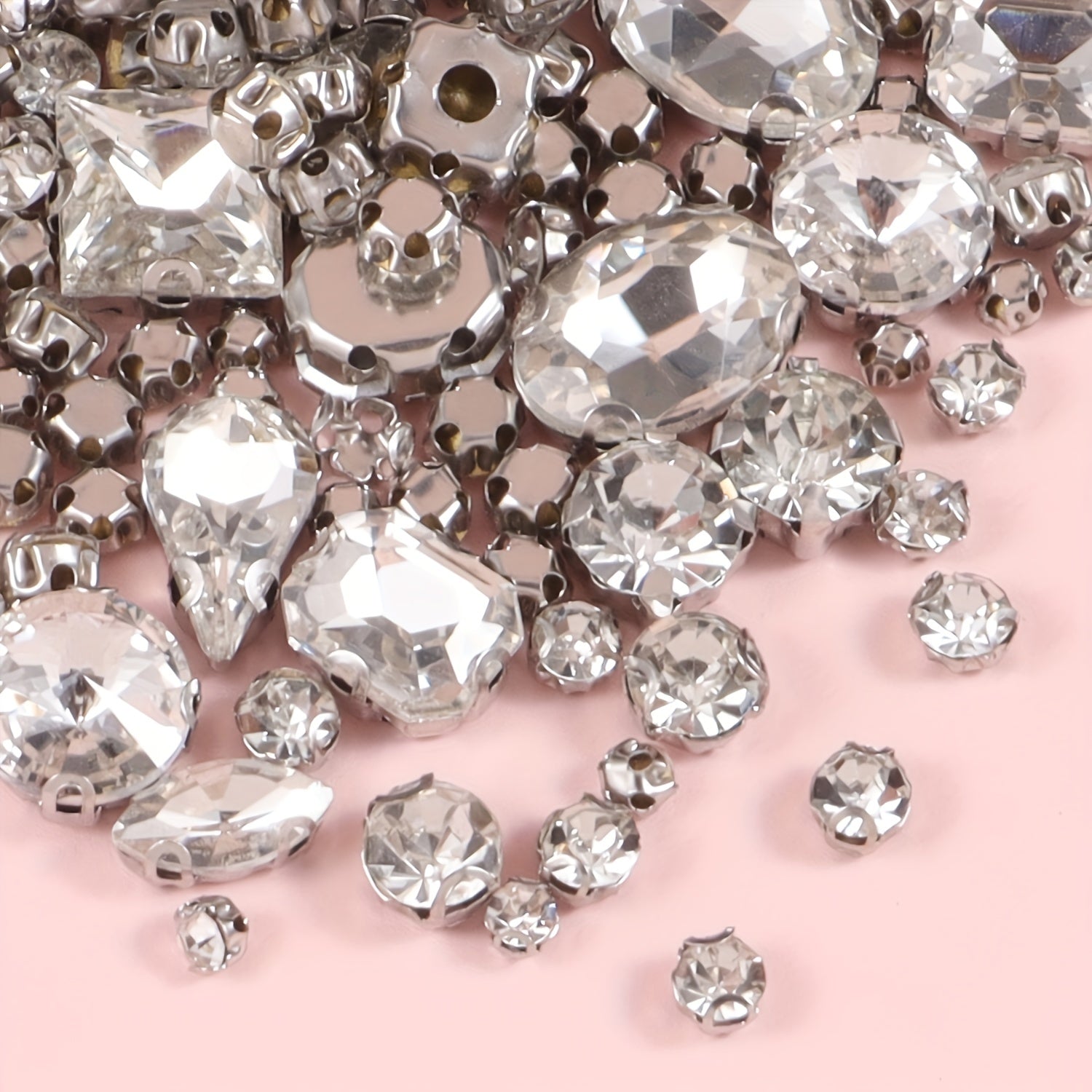 100pcs Transparent Glass Rhinestones With Metal Back
