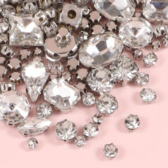 100pcs Transparent Glass Rhinestones With Metal Back