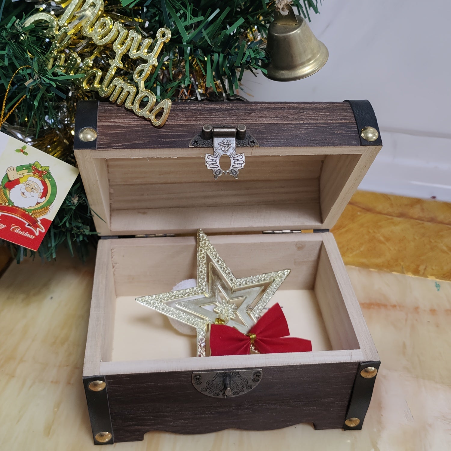 Vintage Wooden Storage Box Treasure Chest for Wedding Gift