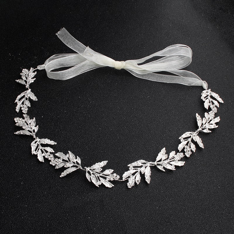 Vintage Leaf Bridal Hair Accessories Tiara Rhinestone Headband Wedding Headwear