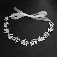 Vintage Leaf Bridal Hair Accessories Tiara Rhinestone Headband Wedding Headwear