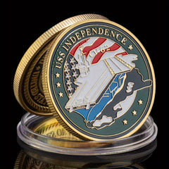 US Navy CV 157 Independence Aircraft Carrier Gold Plated Coin