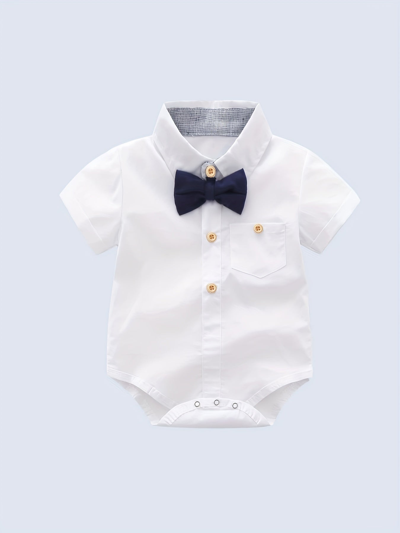 Baby Boys Gentleman Shirt Set With Bow Tie & Suspender Shorts