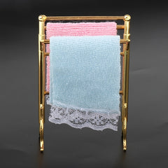 Dollhouse Metal Towel Rack Set with Towels DIY Furniture Props