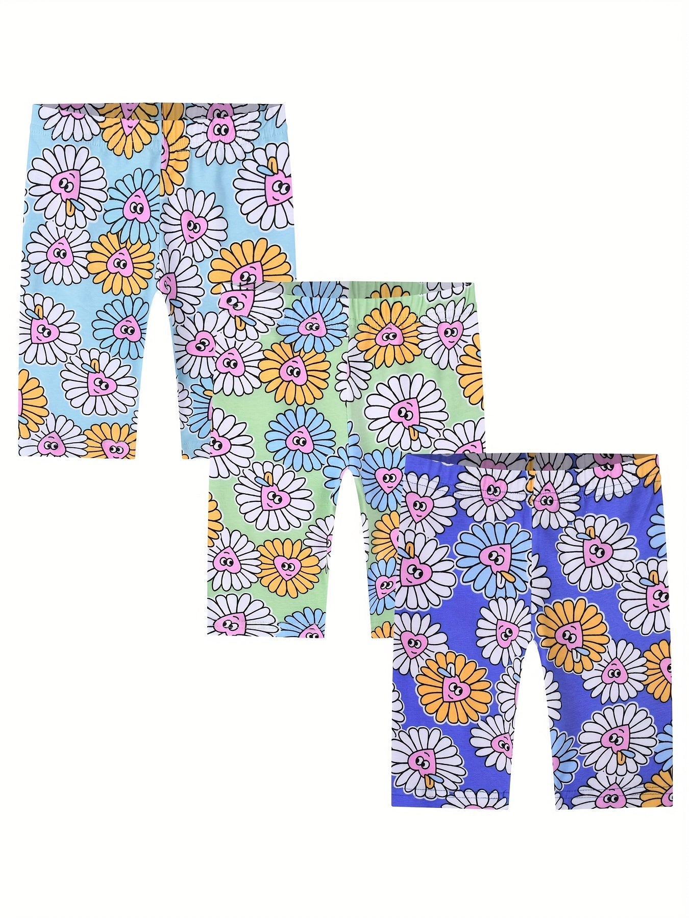 Girls Flowers Graphic Elastic Waist Cropped Legging Set