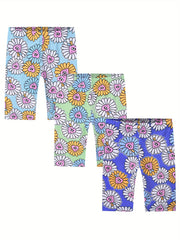 Girls Flowers Graphic Elastic Waist Cropped Legging Set