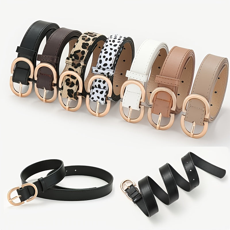 Leopard Belt Snake Print Thin PU Leather Waistband Metal Buckle