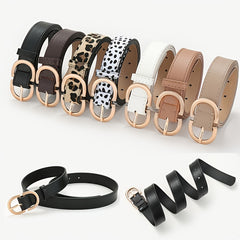 Leopard Belt Snake Print Thin PU Leather Waistband Metal Buckle