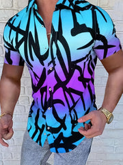 Men's Short Sleeve Casual Shirt Regular Fit Thick Lines