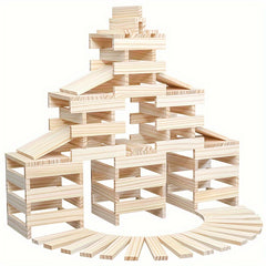 100pcs Wooden Shape Building Blocks Parent Child Interactive Game