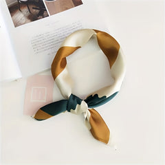 Satin Striped Small Bandana Block Square Scarf Women Hair
