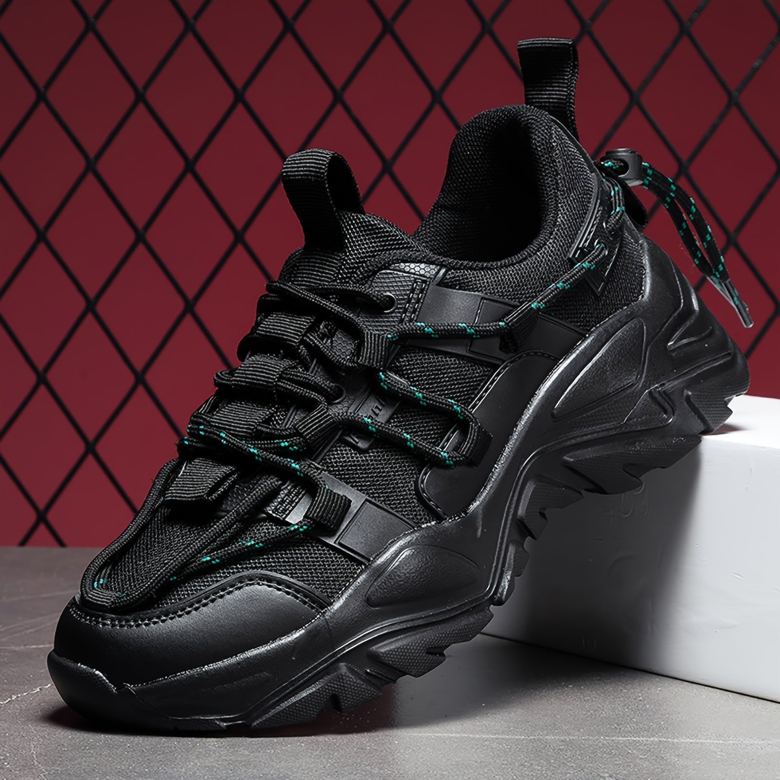Men's Breathable Platform Shoes Non Slip Lace-up Sneakers