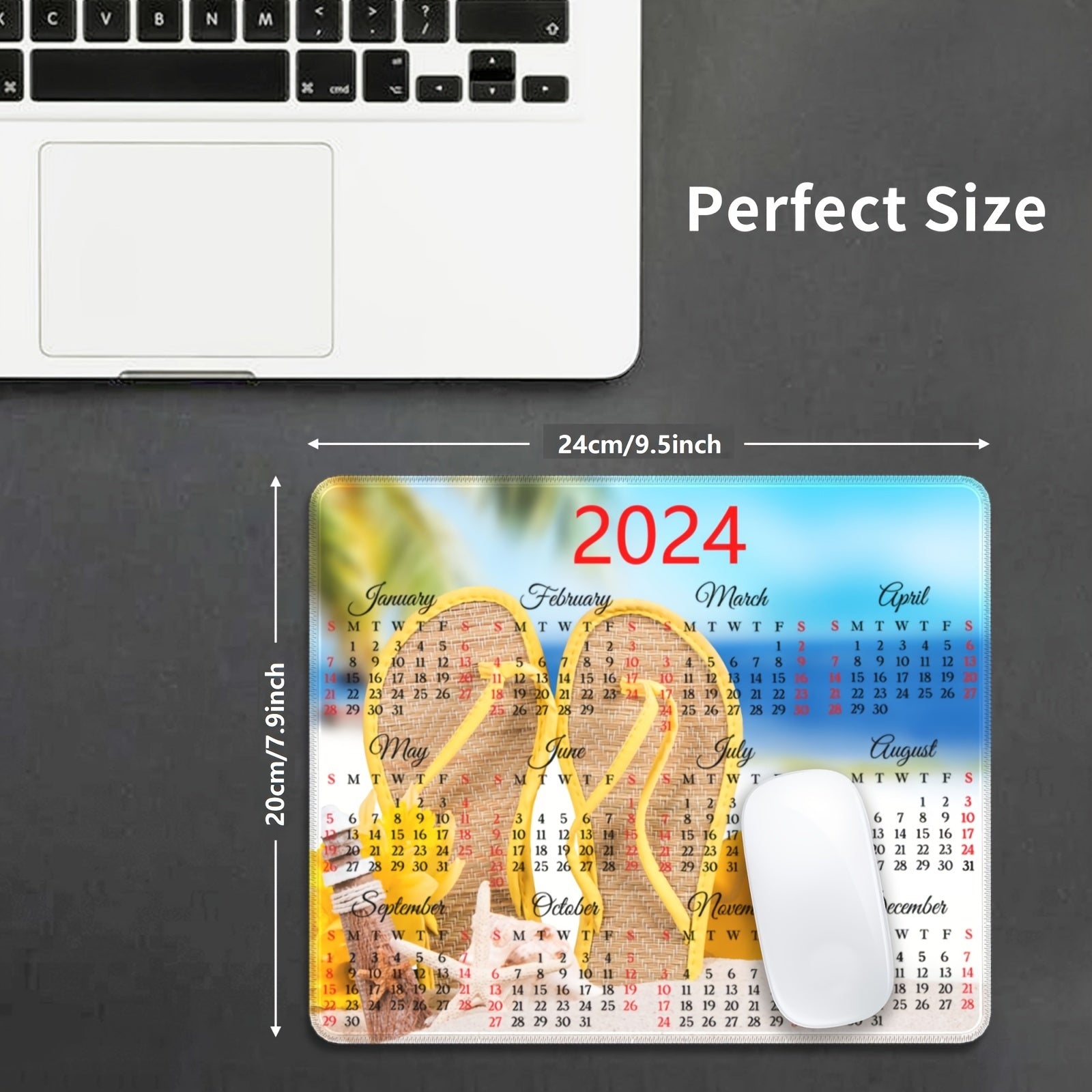 Calendar Mouse Pad with Stitched Edge Non Slip Base