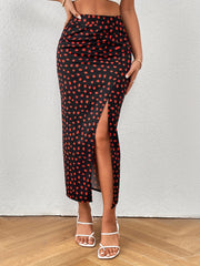 Floral Print Slit Skirt High Waist for Women