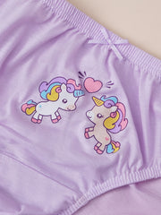 Girls Cartoon Unicorn And Rainbow Shortie Briefs Set