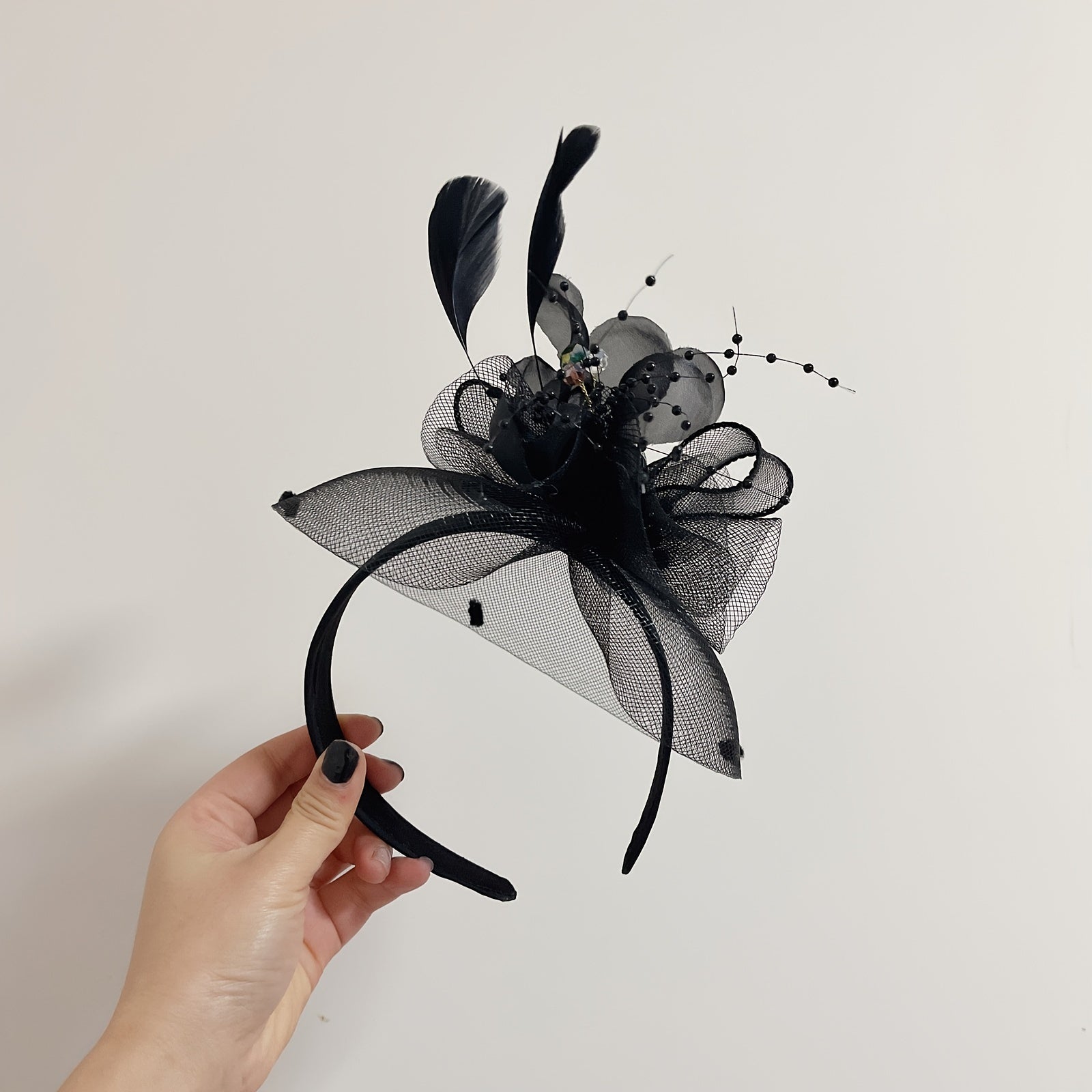 Tea Hats Cocktail Wedding Headpiece Hairband Feather Mesh Net Veil