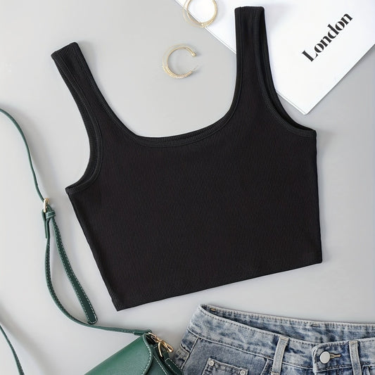 Ribbed Knit Crop Tank Top Sleeveless Skinny Tank Top
