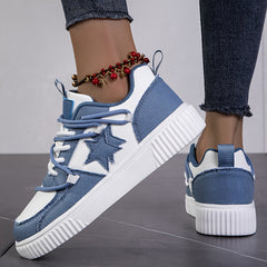 Women's Star Pattern Platform Sneakers Lace Up Outdoor Shoes