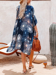 Print Cover Up Loose Fit Split Beachwear Kimono Women's Swimwear
