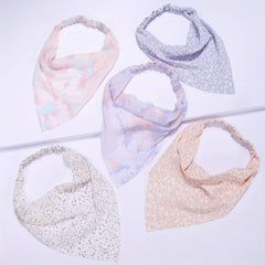 5pcs Floral Print Triangle Scarf Headband Elastic Turban Bandana Women