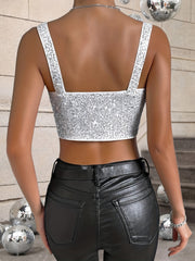 Sparkling Sequin Crop Cami Top for Party