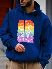 Rainbow Bear Flower Print Hoodie Men's Sweatshirt