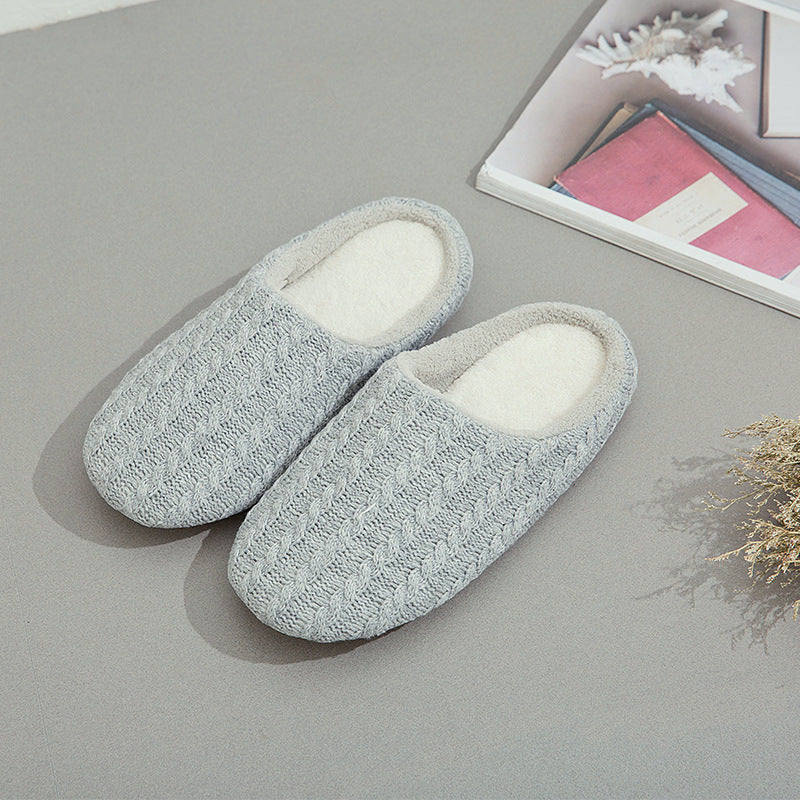 Men's Striped Comfortable Slippers Warm Cotton Lining Indoor Outdoor