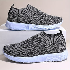 Women's Mesh Breathable Walking Shoes Lightweight Slip On Flying Woven Shoes