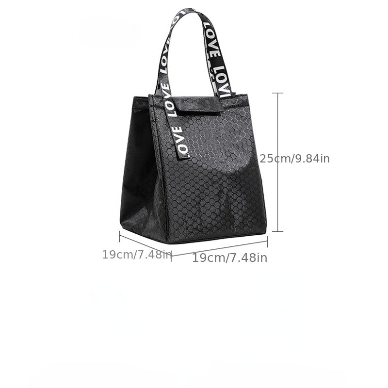 Insulated Lunch Box Bag Portable Cooler Picnic Bag Letter Handle Storage Bag