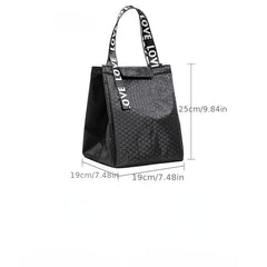 Insulated Lunch Box Bag Portable Cooler Picnic Bag Letter Handle Storage Bag