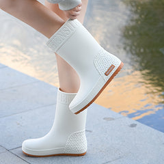 Women's Waterproof High Tube Rain Boots Solid Non slip Outdoor Rain Boots