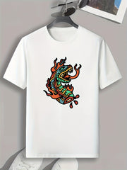 Dragon Print Men's Graphic Tee for Summer