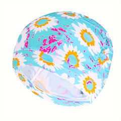Pleated Swim Cap for Men and Women Elastic Fabric Pool Bathing Hat