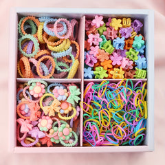 Colorful Hair Accessories for Girls - 1190pcs Soft Cotton Ties & Clips