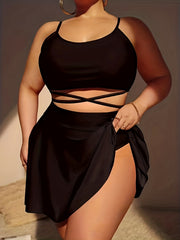 Solid Bikini Set Women's Casual 3 Piece Set