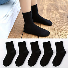 5pairs Casual Knit Crew Socks Soft Comfortable Breathable Cotton Socks