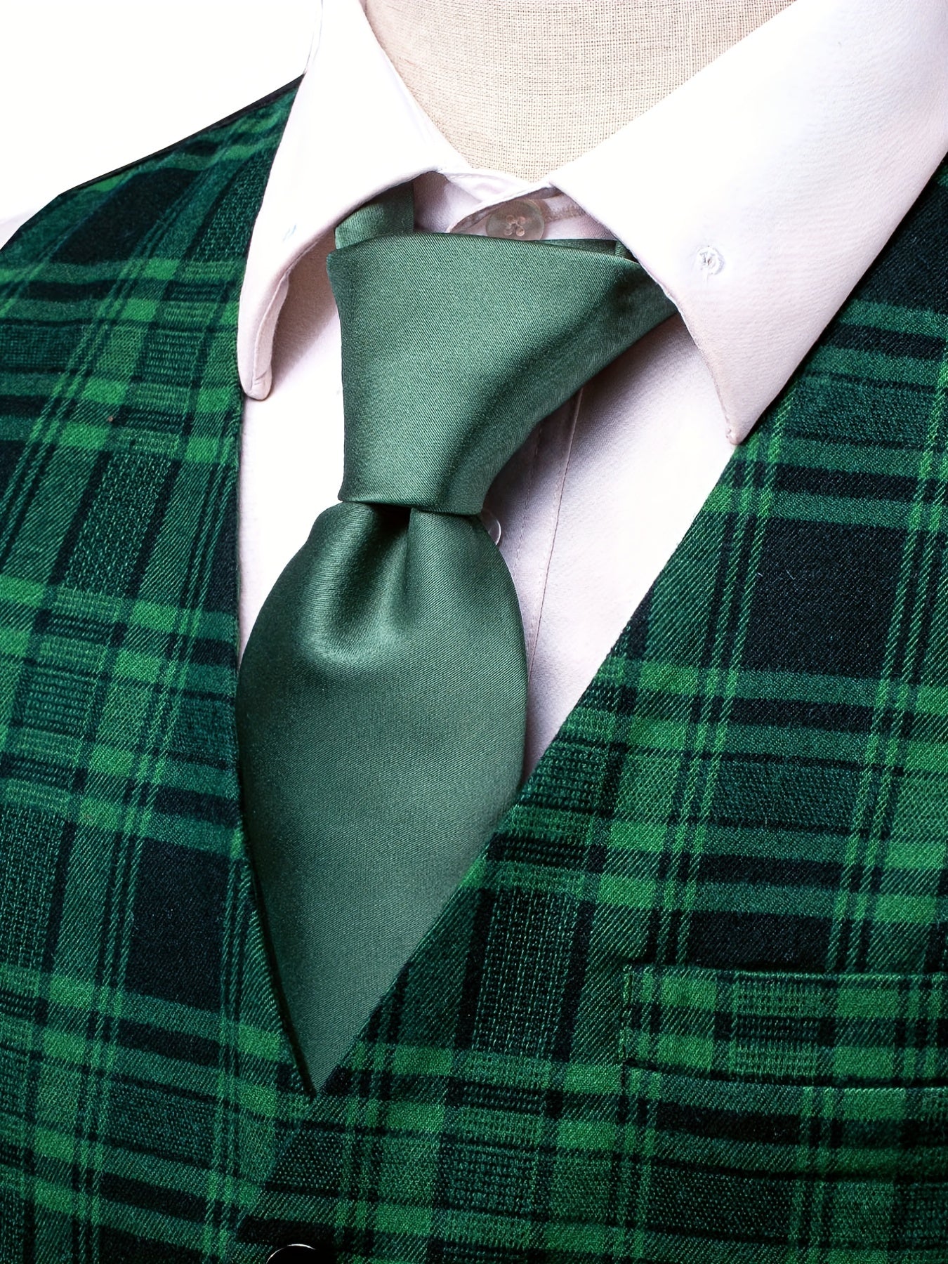 Plaid V Neck Waistcoat Men's Retro Style Single Breasted Vest
