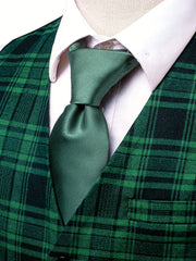 Plaid V Neck Waistcoat Men's Retro Style Single Breasted Vest