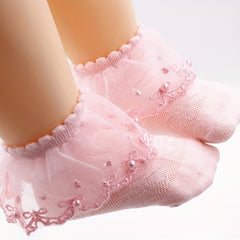 Faux Pearl Lace Brim Socks Girls Accessories Spring Summer Autumn