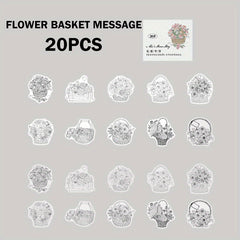 20pcs Writable Plant Shape Stickers Set for Scrapbooking Journal Diary Planner