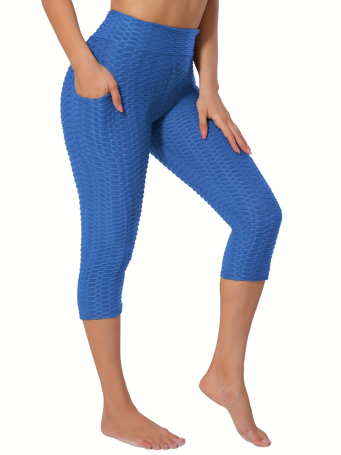 Seersucker Yoga Leggings High Waist Butt Lifting Sports Pants