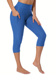 Seersucker Yoga Leggings High Waist Butt Lifting Sports Pants