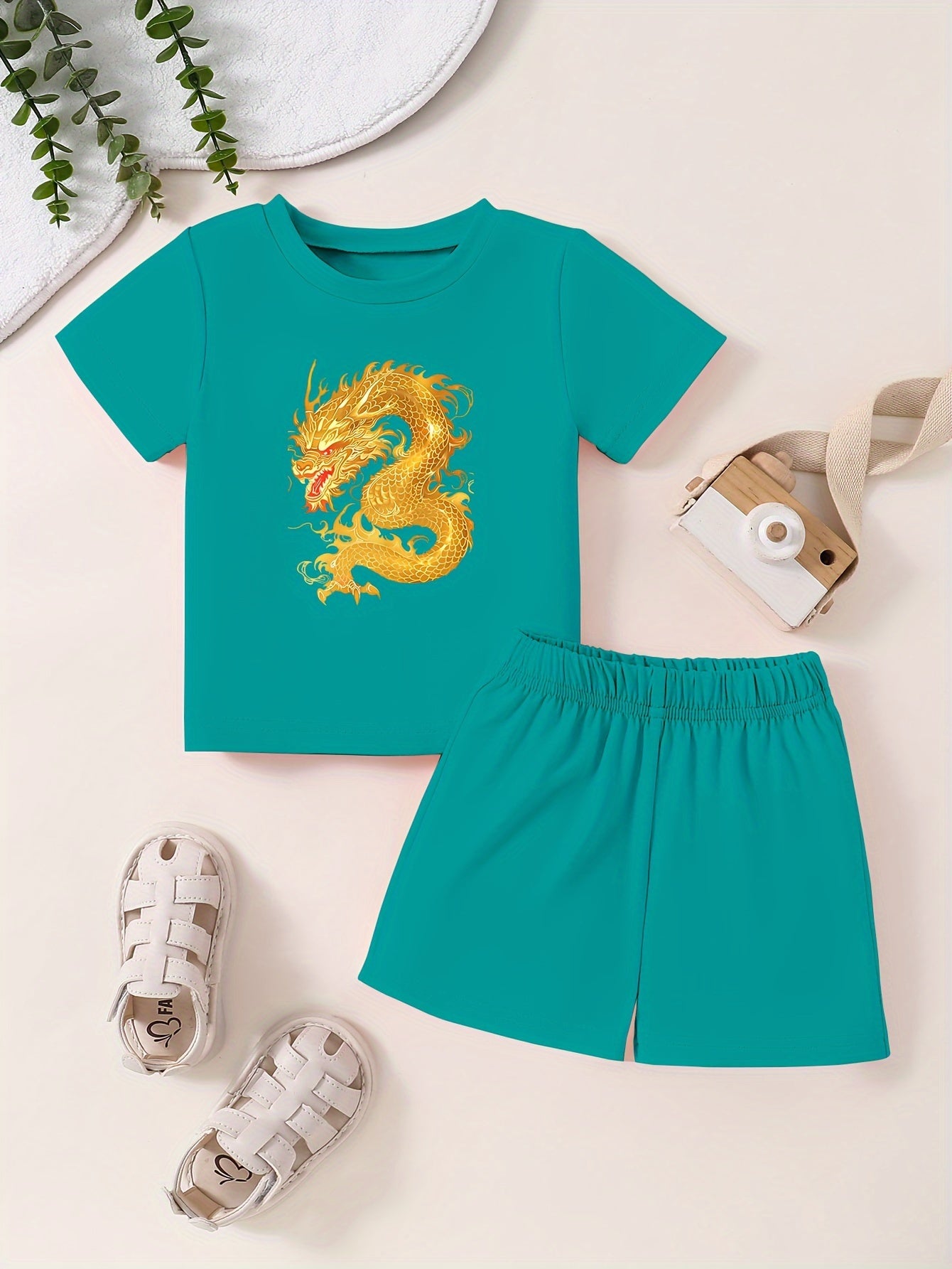 Dragon Pattern Toddler Kid 2pcs Summer Clothing Set